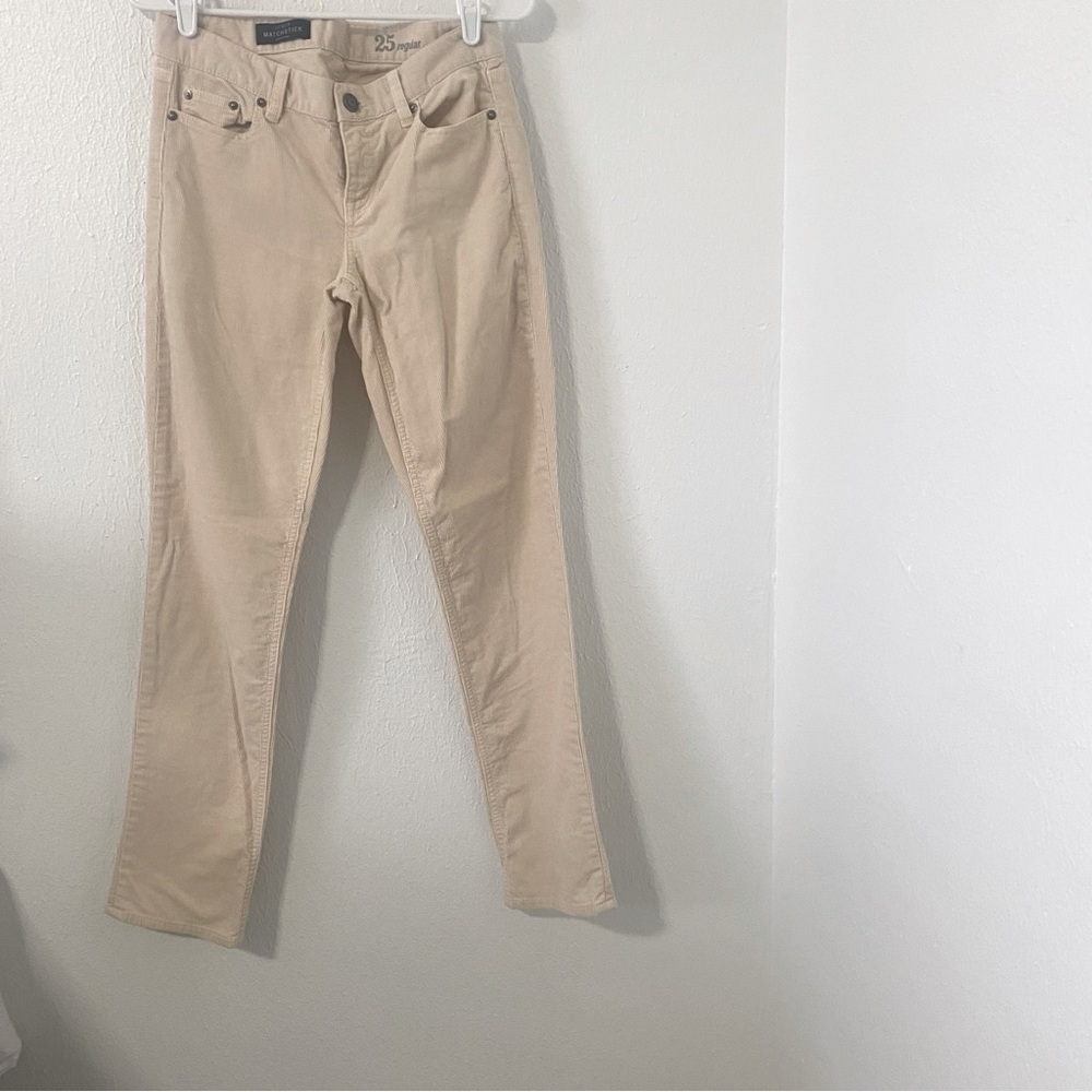 J.Crew Matchstick Women’s Cream Color Corduroy Pants Size 25 Straight Leg